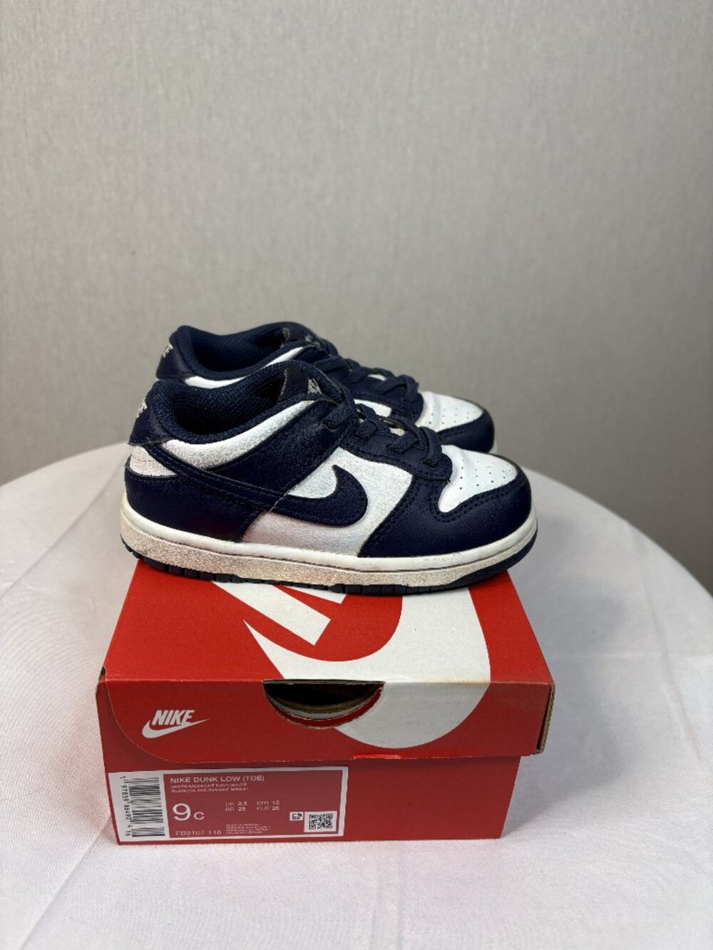 Nike Dunk Low Toddler Sneakers, Size 9C, Navy/White